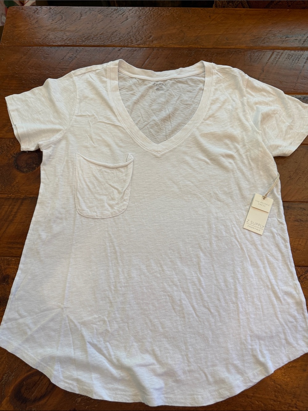 Z Supply White V-Neck Pocket Tee - Lightweight Everyday Short Sleeve
